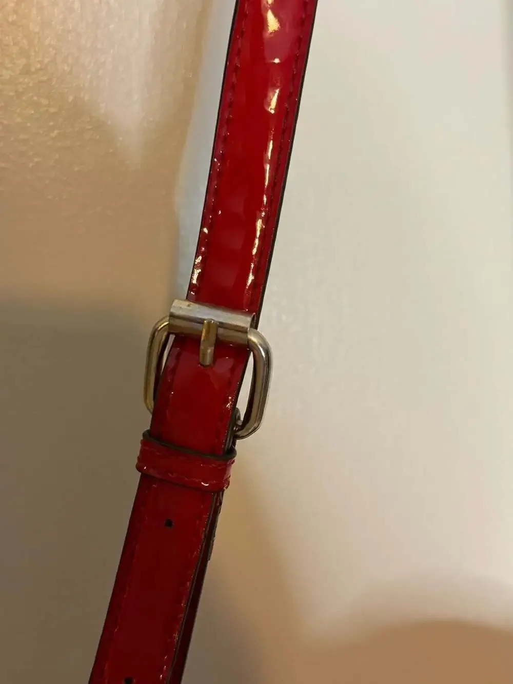 Olivia & Kate Red Quilted Patent Faux Leather Crossbody Shoulder Bag